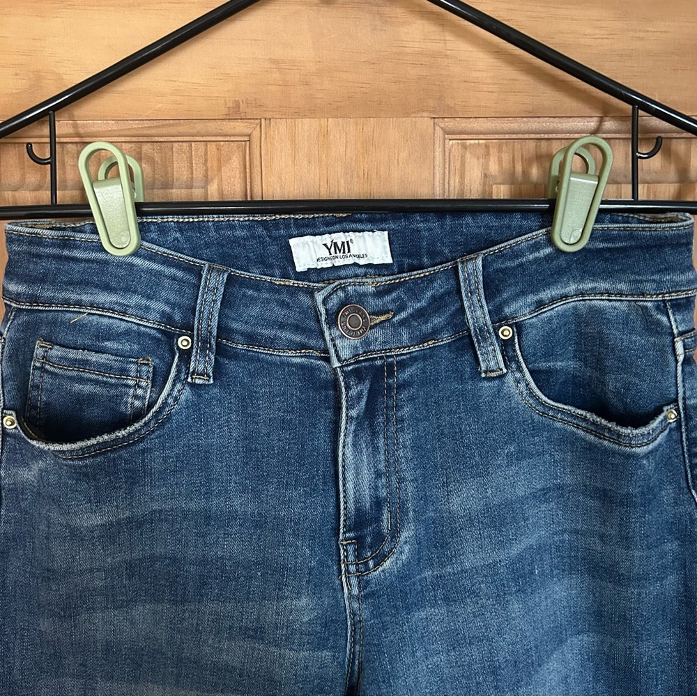 YMI Blue Distressed Hem Cropped Jeans - Picture 2 of 5